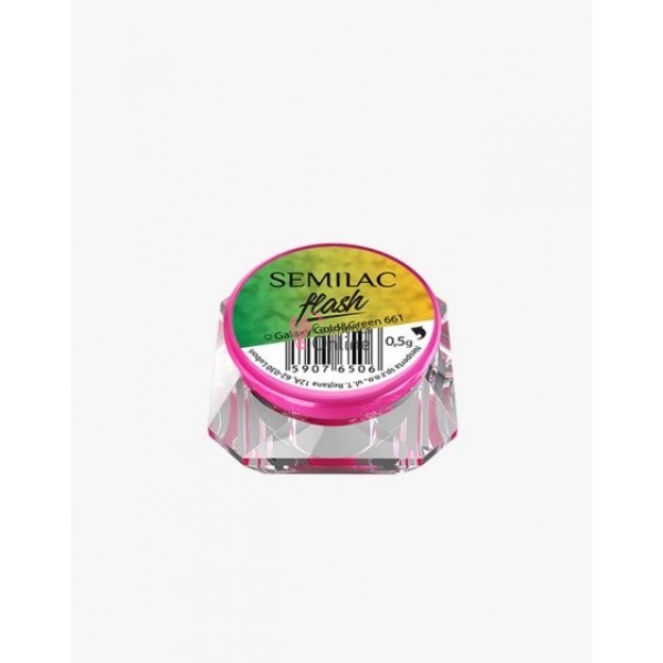 Pigment Semilac pentru gel Semiflash tip fulgi Flash Galaxy Gold Green 661
